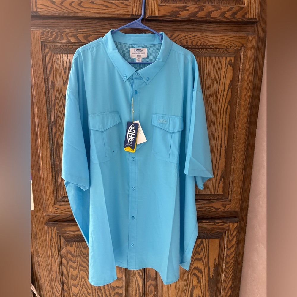 AFTCO Rangle Big Guy Vented Button Down Short Sleeve Fishing Shirt 5XL